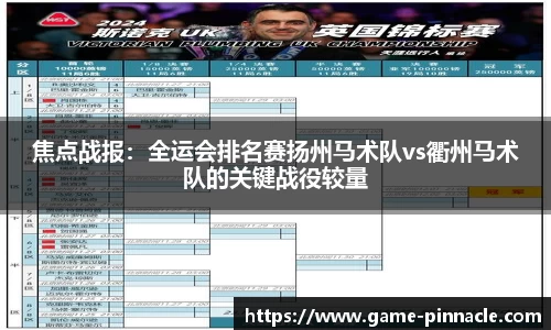 焦点战报：全运会排名赛扬州马术队vs衢州马术队的关键战役较量