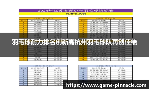 羽毛球耐力排名创新高杭州羽毛球队再创佳绩